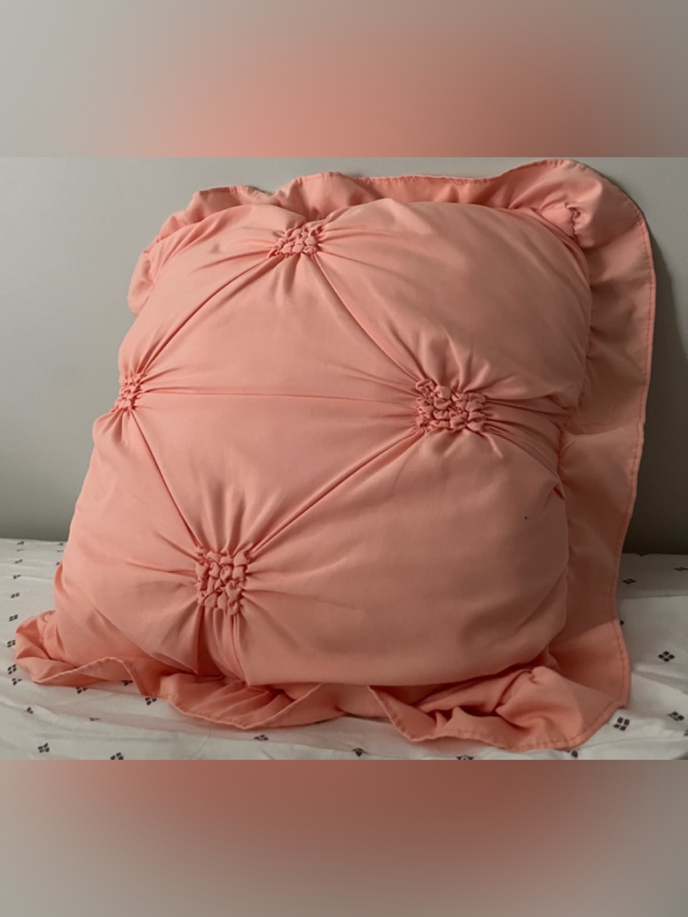 Tufted Decorative Pillow in Peach Pink - Picture 2 of 6